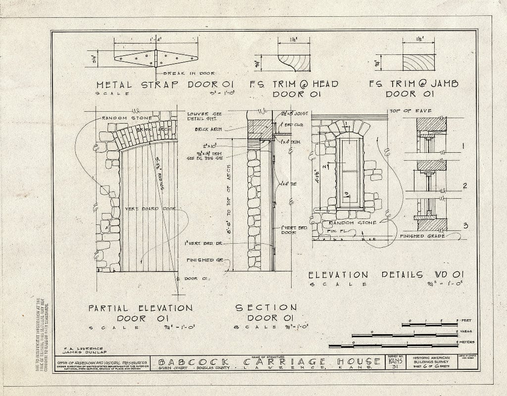 Blueprint HABS KANS,23-LAWR,3- (Sheet 6 of 6) - Babcock Carriage House, Given Court, Lawrence, Douglas County, KS