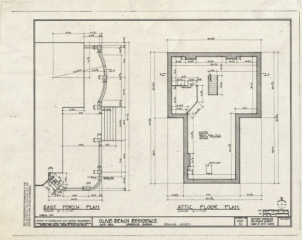 Blueprint HABS KANS,23-LAWR,4- (Sheet 5 of 21) - Olive Beach House, 603 Ohio, Lawrence, Douglas County, KS
