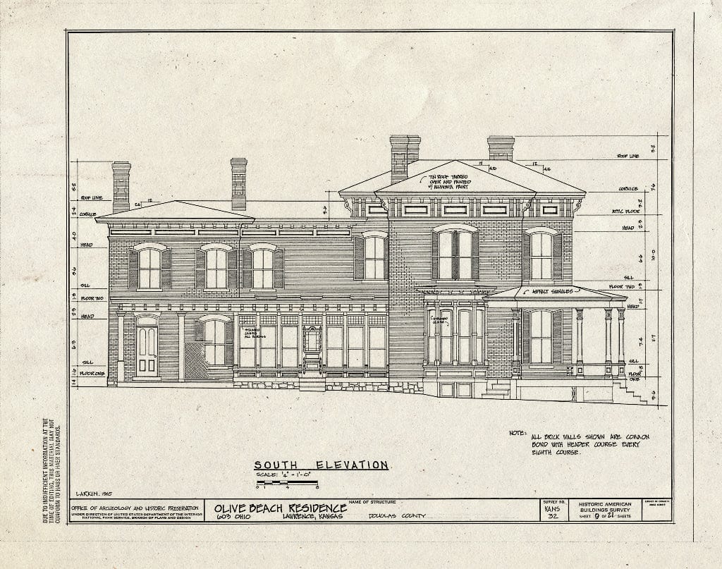Blueprint HABS KANS,23-LAWR,4- (Sheet 9 of 21) - Olive Beach House, 603 Ohio, Lawrence, Douglas County, KS