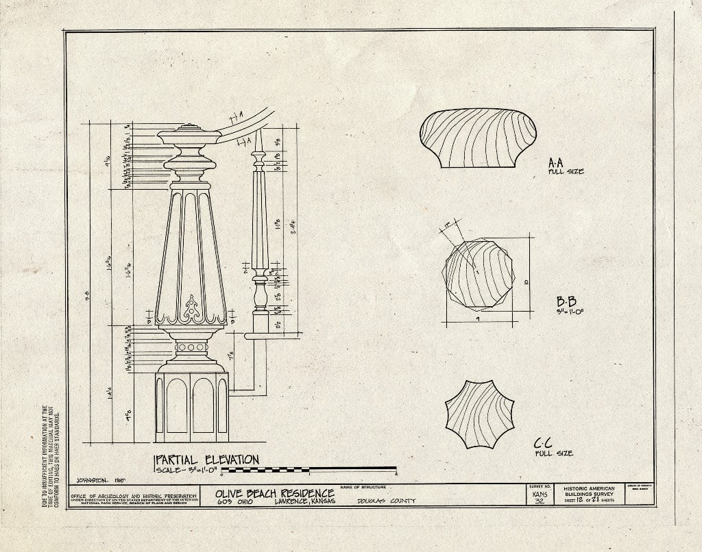 Blueprint HABS KANS,23-LAWR,4- (Sheet 12 of 21) - Olive Beach House, 603 Ohio, Lawrence, Douglas County, KS
