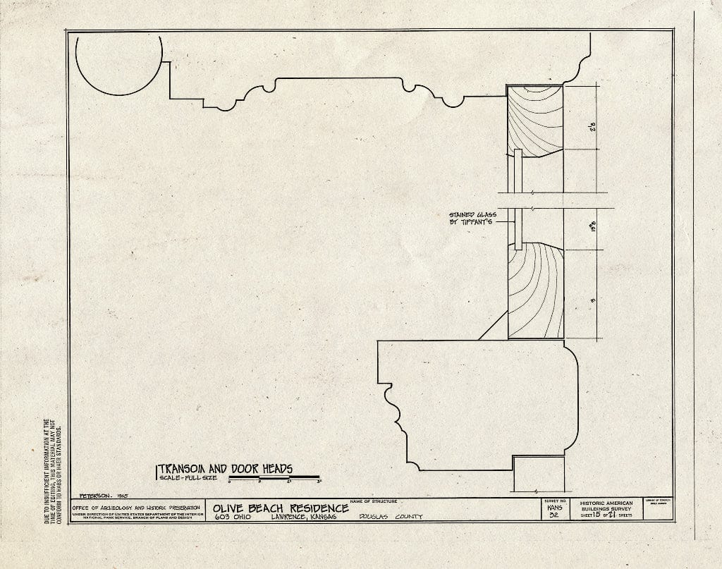 Blueprint HABS KANS,23-LAWR,4- (Sheet 15 of 21) - Olive Beach House, 603 Ohio, Lawrence, Douglas County, KS