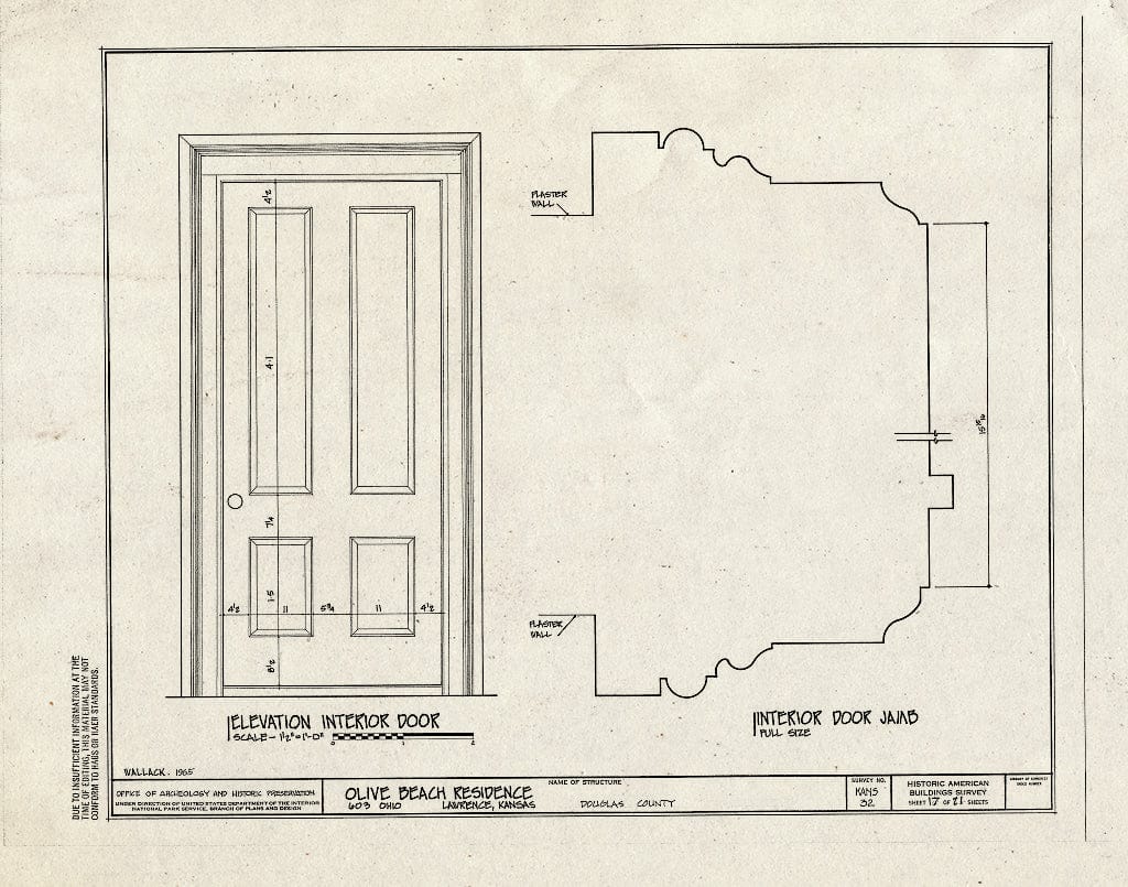 Blueprint HABS KANS,23-LAWR,4- (Sheet 17 of 21) - Olive Beach House, 603 Ohio, Lawrence, Douglas County, KS