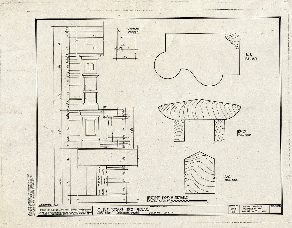 Blueprint HABS KANS,23-LAWR,4- (Sheet 18 of 21) - Olive Beach House, 603 Ohio, Lawrence, Douglas County, KS