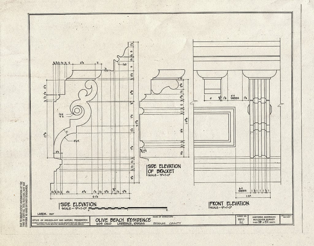 Blueprint HABS KANS,23-LAWR,4- (Sheet 19 of 21) - Olive Beach House, 603 Ohio, Lawrence, Douglas County, KS