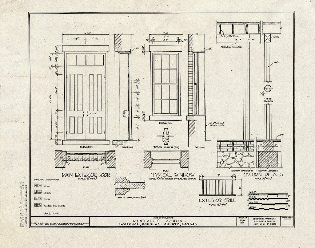 Blueprint HABS KANS,23-LAWR,5- (Sheet 6 of 7) - District School, Seventh & Lincoln Streets, Lawrence, Douglas County, KS