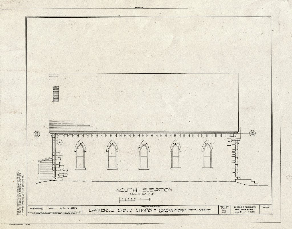 Blueprint HABS KANS,23-LAWR,6- (Sheet 5 of 7) - Lawrence Bible Chapel, 1001 Kentucky Street, Lawrence, Douglas County, KS