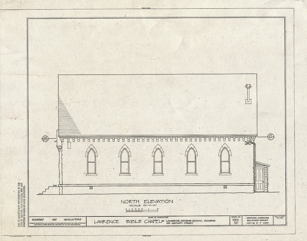Blueprint HABS KANS,23-LAWR,6- (Sheet 6 of 7) - Lawrence Bible Chapel, 1001 Kentucky Street, Lawrence, Douglas County, KS