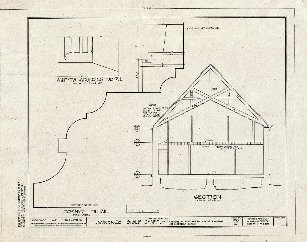 Blueprint HABS KANS,23-LAWR,6- (Sheet 7 of 7) - Lawrence Bible Chapel, 1001 Kentucky Street, Lawrence, Douglas County, KS