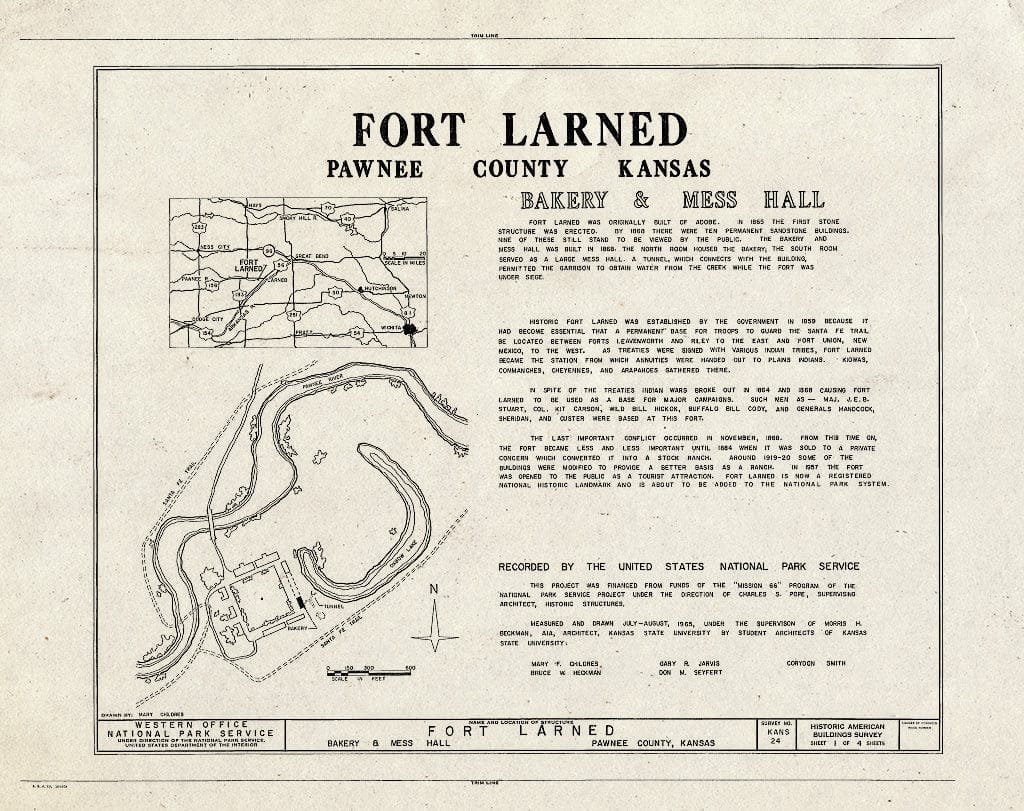 Blueprint HABS KANS,73-Larn,4- (Sheet 1 of 4) - Fort Larned, Bakery & Mess Hall, Larned, Pawnee County, KS