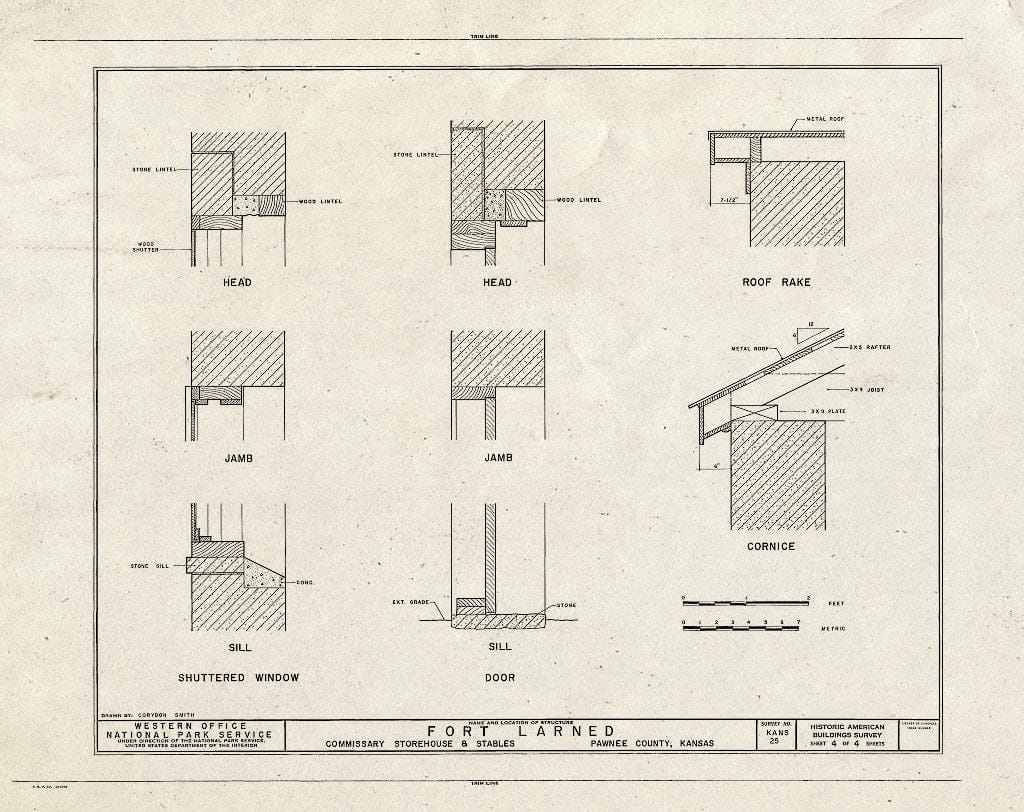 Blueprint HABS KANS,73-Larn,5- (Sheet 4 of 4) - Fort Larned, Commissary Storehouse & Stables, Larned, Pawnee County, KS