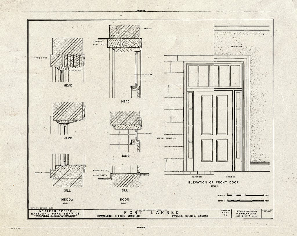 Blueprint HABS KANS,73-Larn,8- (Sheet 7 of 7) - Fort Larned, Commanding Officer Quarters, Larned, Pawnee County, KS