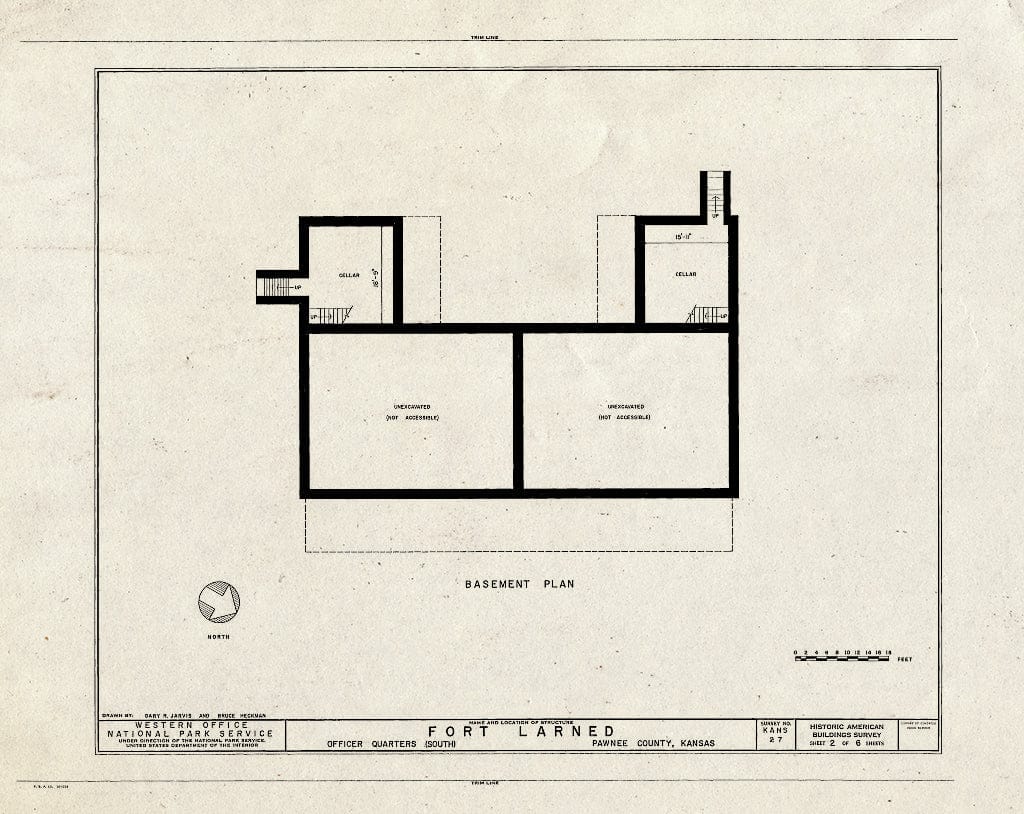 Blueprint HABS KANS,73-Larn,7- (Sheet 2 of 6) - Fort Larned, Officers' Quarters (South), Larned, Pawnee County, KS