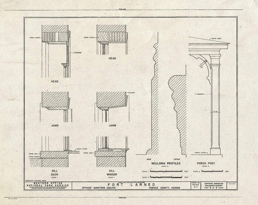 Blueprint HABS KANS,73-Larn,7- (Sheet 6 of 6) - Fort Larned, Officers' Quarters (South), Larned, Pawnee County, KS