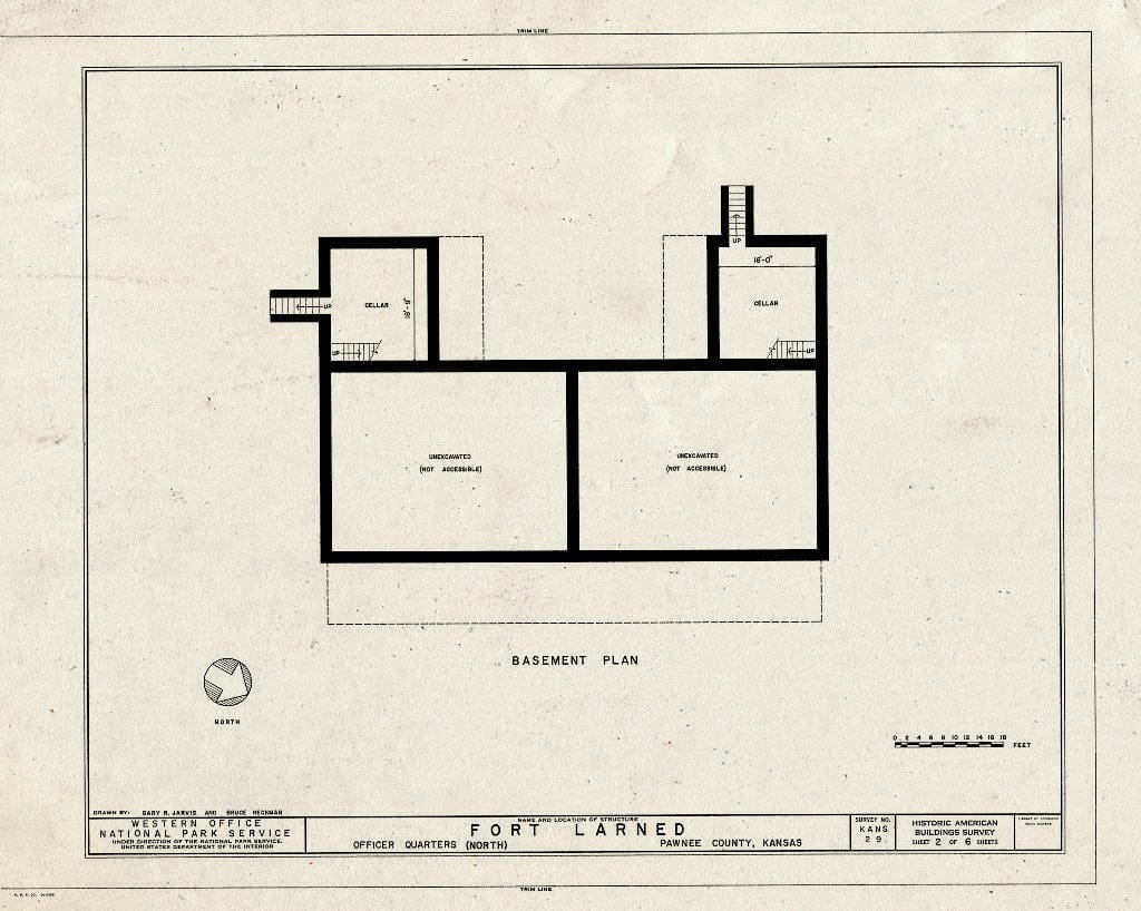 Blueprint HABS KANS,73-Larn,9- (Sheet 2 of 6) - Fort Larned, Officers' Quarters (North), Larned, Pawnee County, KS