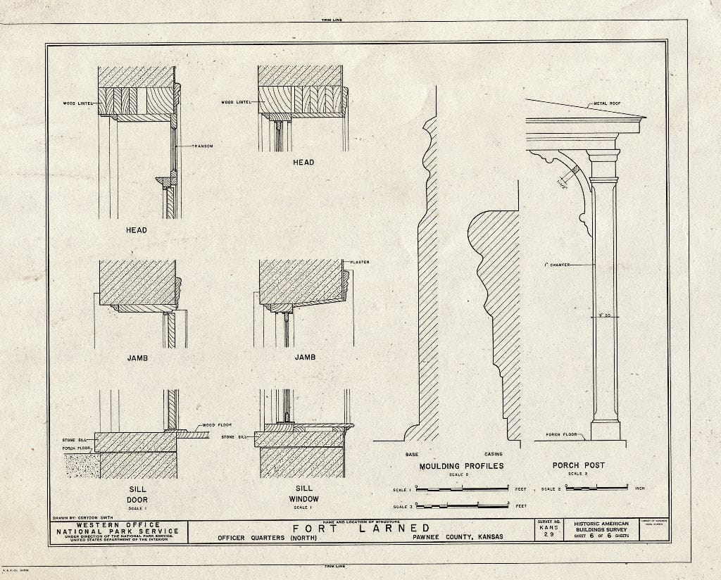 Blueprint HABS KANS,73-Larn,9- (Sheet 6 of 6) - Fort Larned, Officers' Quarters (North), Larned, Pawnee County, KS