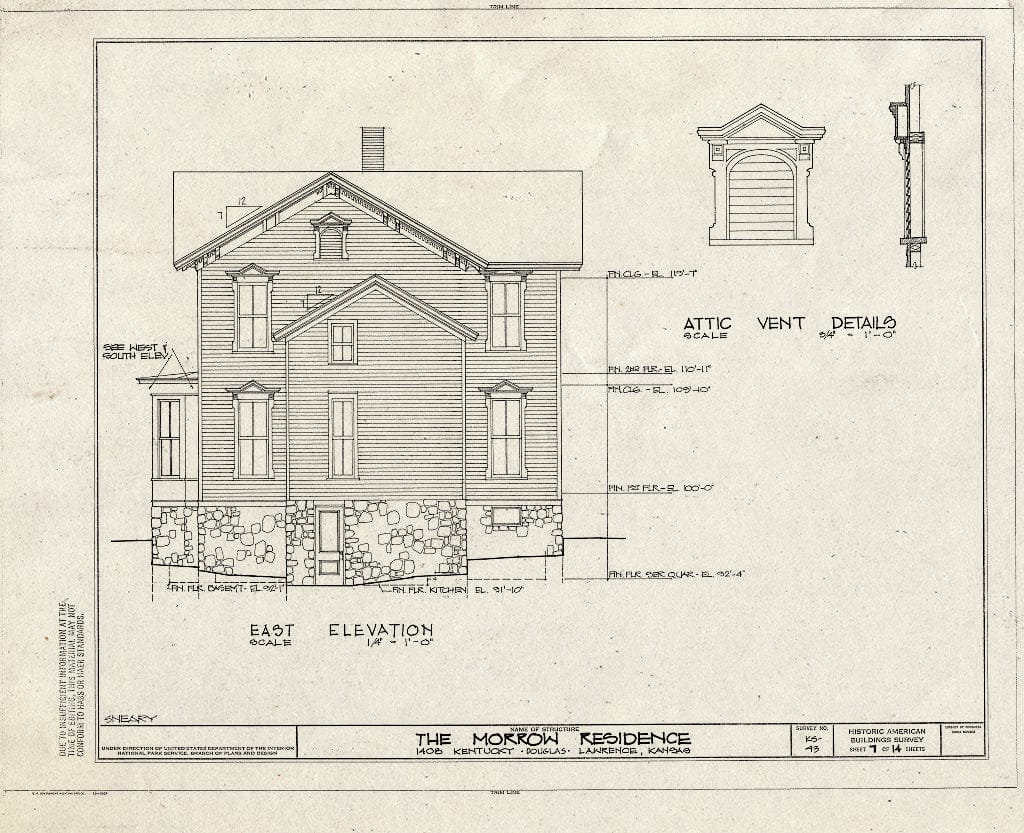 Blueprint HABS KANS,23-LAWR,7- (Sheet 7 of 14) - Morrow House, 1408 Kentucky Street, Lawrence, Douglas County, KS