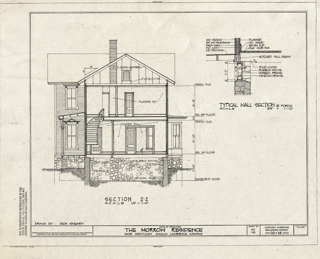 Blueprint HABS KANS,23-LAWR,7- (Sheet 10 of 14) - Morrow House, 1408 Kentucky Street, Lawrence, Douglas County, KS