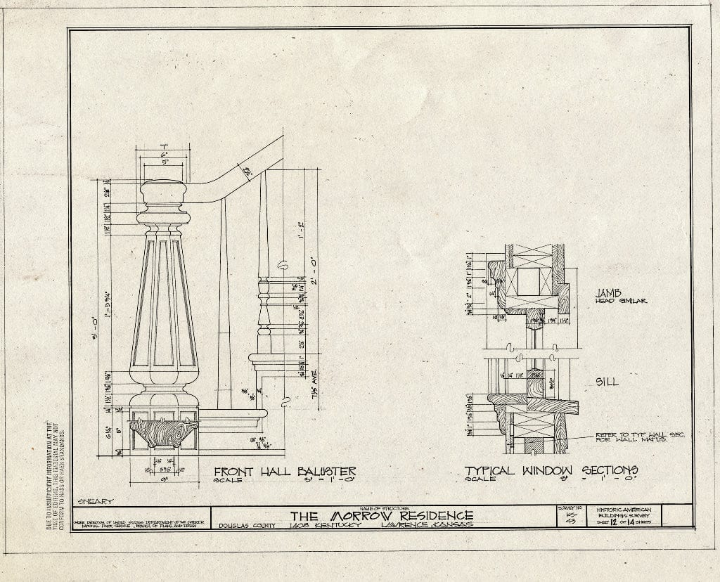 Blueprint HABS KANS,23-LAWR,7- (Sheet 12 of 14) - Morrow House, 1408 Kentucky Street, Lawrence, Douglas County, KS