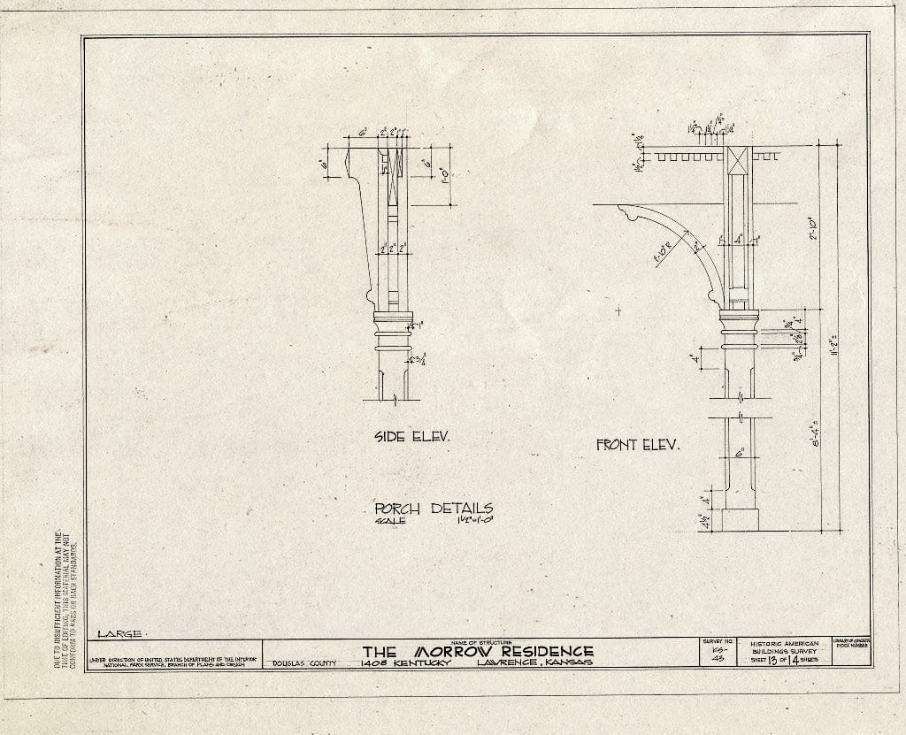 Blueprint HABS KANS,23-LAWR,7- (Sheet 13 of 14) - Morrow House, 1408 Kentucky Street, Lawrence, Douglas County, KS