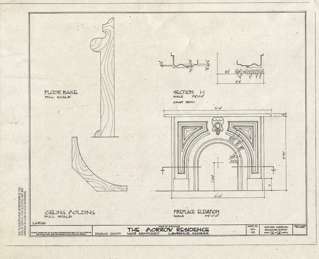 Blueprint HABS KANS,23-LAWR,7- (Sheet 14 of 14) - Morrow House, 1408 Kentucky Street, Lawrence, Douglas County, KS