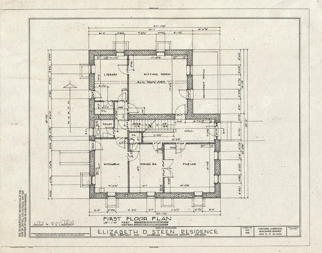 Blueprint HABS KANS,23-LAWR,9- (Sheet 3 of 10) - Elizabeth D. Steen House, 1225 Vermont Avenue, Lawrence, Douglas County, KS