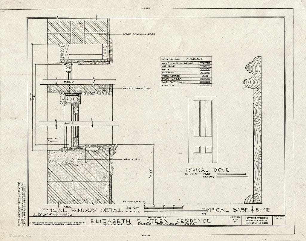 Blueprint HABS KANS,23-LAWR,9- (Sheet 10 of 10) - Elizabeth D. Steen House, 1225 Vermont Avenue, Lawrence, Douglas County, KS