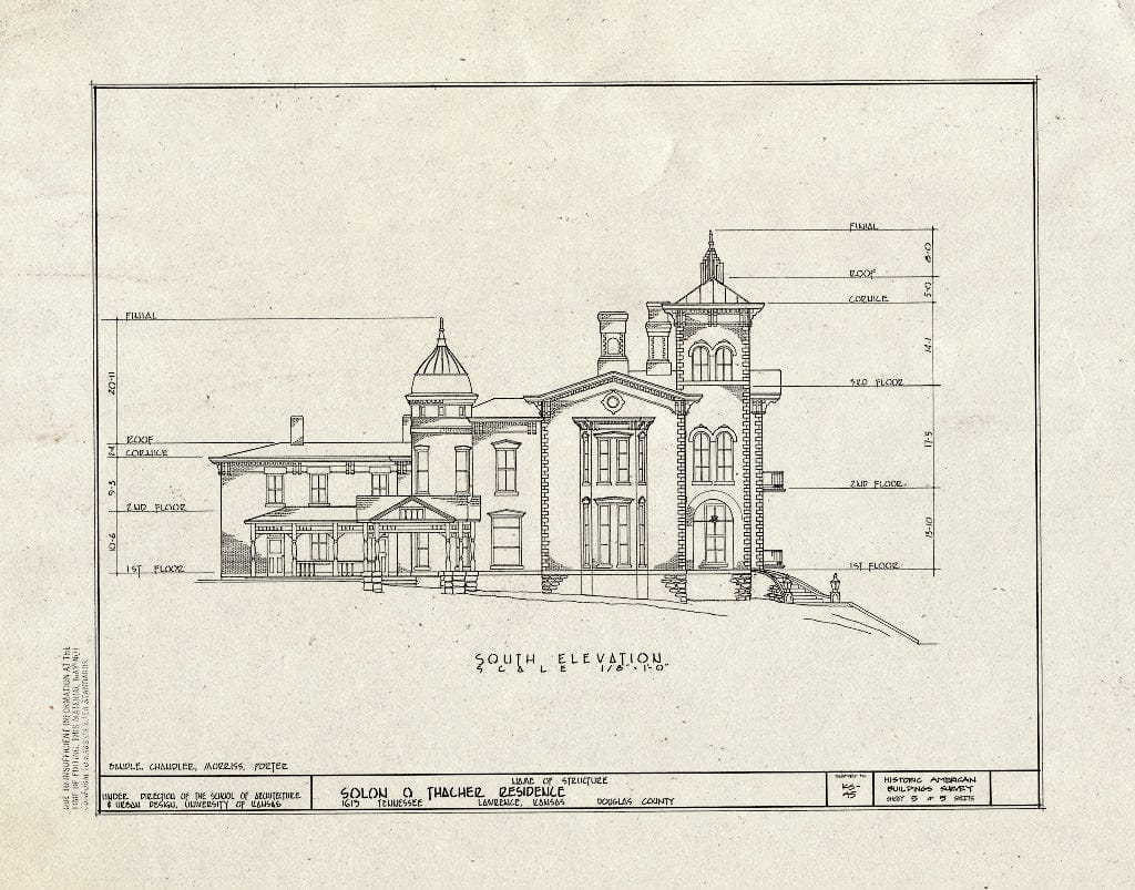 Blueprint HABS KANS,23-LAWR,10- (Sheet 5 of 5) - Solon O. Thacher House, 1613 Tennessee Avenue, Lawrence, Douglas County, KS