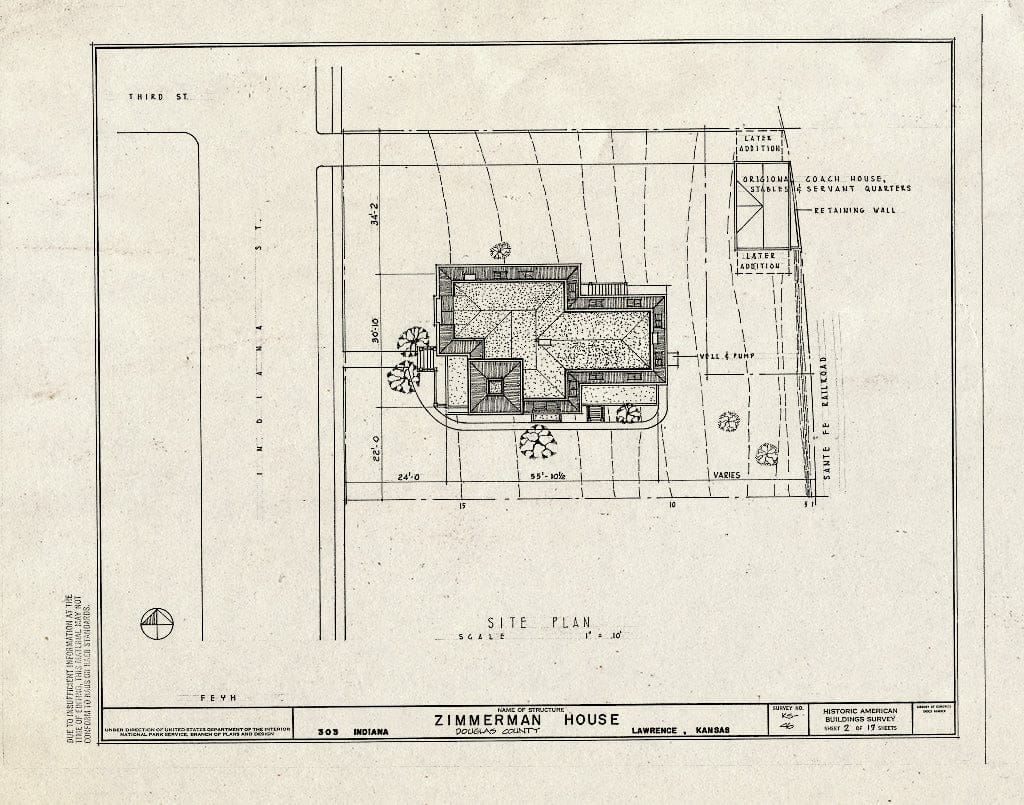 Blueprint HABS KANS,23-LAWR,11- (Sheet 2 of 17) - Zimmerman House, 303 Indiana Street, Lawrence, Douglas County, KS