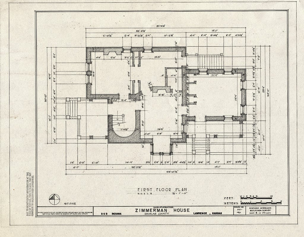 Blueprint HABS KANS,23-LAWR,11- (Sheet 4 of 17) - Zimmerman House, 303 Indiana Street, Lawrence, Douglas County, KS
