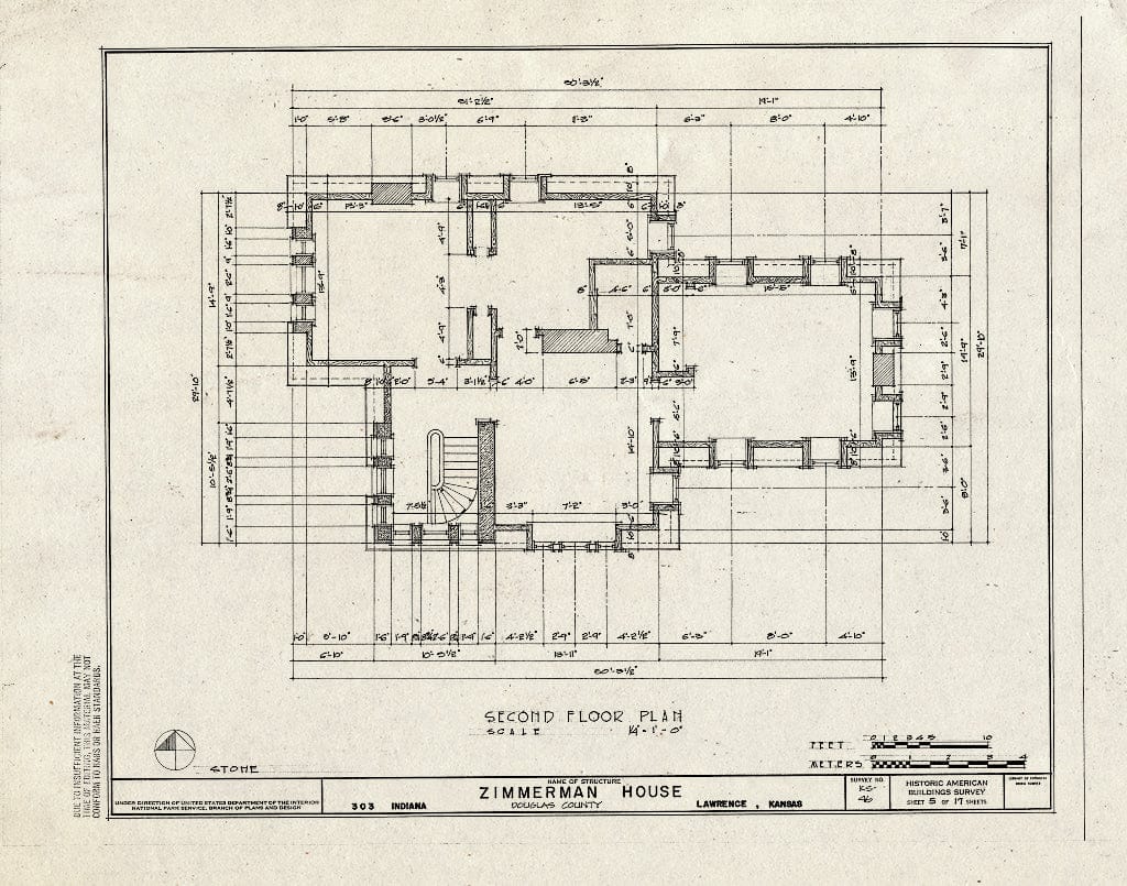 Blueprint HABS KANS,23-LAWR,11- (Sheet 5 of 17) - Zimmerman House, 303 Indiana Street, Lawrence, Douglas County, KS