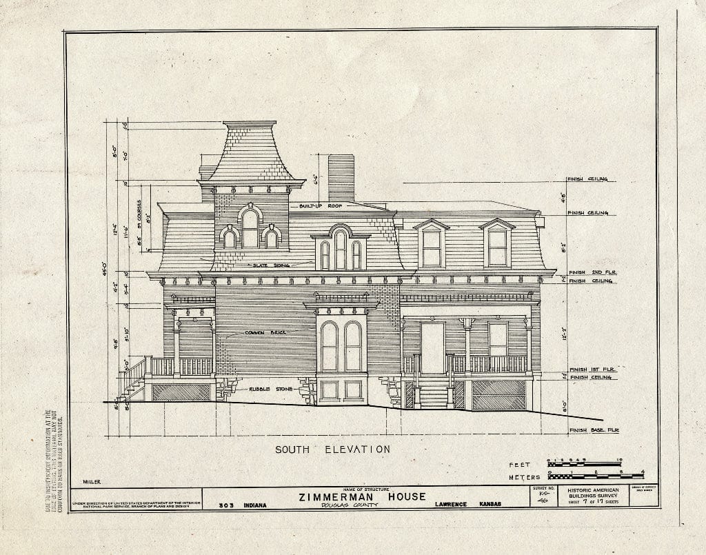 Blueprint HABS KANS,23-LAWR,11- (Sheet 7 of 17) - Zimmerman House, 303 Indiana Street, Lawrence, Douglas County, KS