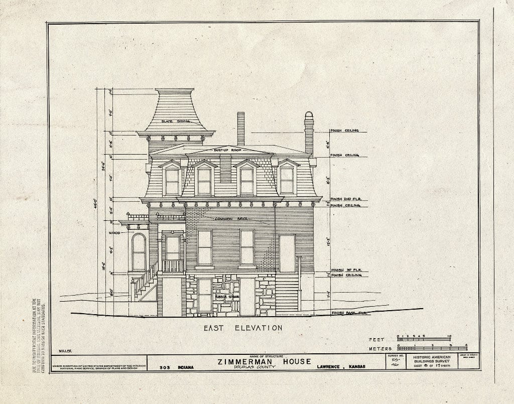 Blueprint HABS KANS,23-LAWR,11- (Sheet 8 of 17) - Zimmerman House, 303 Indiana Street, Lawrence, Douglas County, KS