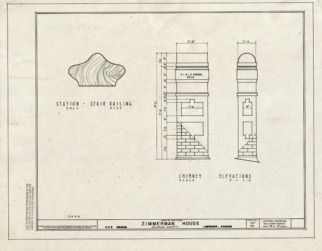 Blueprint HABS KANS,23-LAWR,11- (Sheet 17 of 17) - Zimmerman House, 303 Indiana Street, Lawrence, Douglas County, KS