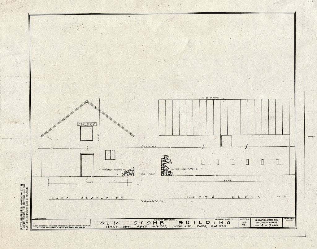 Blueprint HABS KANS,46-OVPA,1- (Sheet 4 of 9) - Old Stone Building, 11920 West Ninety-Fifth Street, Overland Park, Johnson County, KS