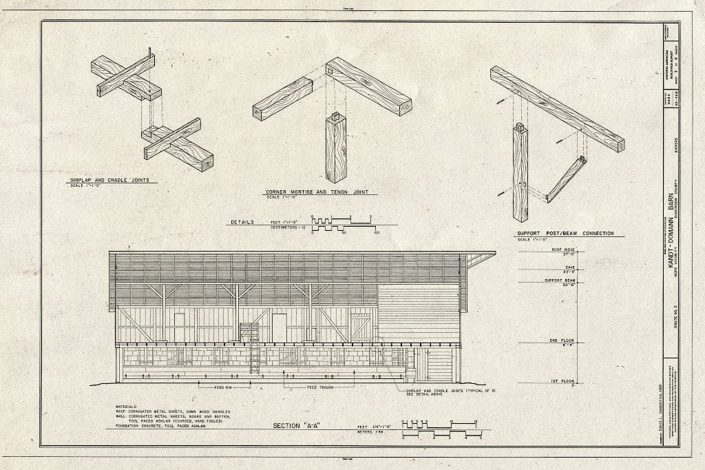 Blueprint HABS KANS,21-Hope.V,1-B- (Sheet 3 of 4) - Kandt-Domann Farmstead, Barn, State Route 3, Hope, Dickinson County, KS