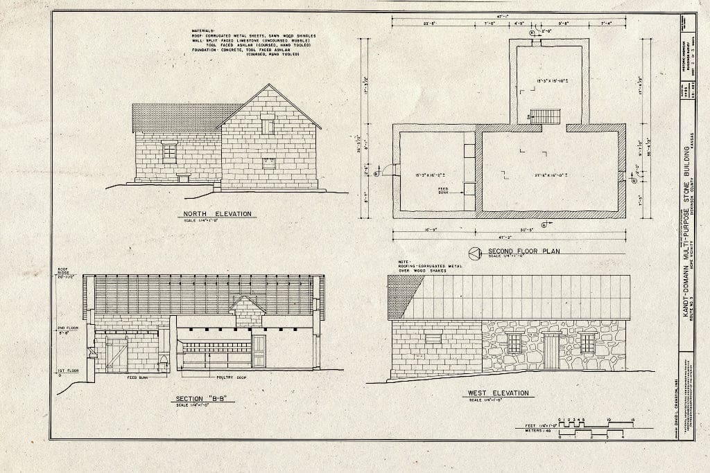 Blueprint HABS KANS,21-Hope.V,1-C- (Sheet 2 of 3) - Kandt-Domann Farmstead, Multipurpose Stone Building, State Route 3, Hope, Dickinson County, KS