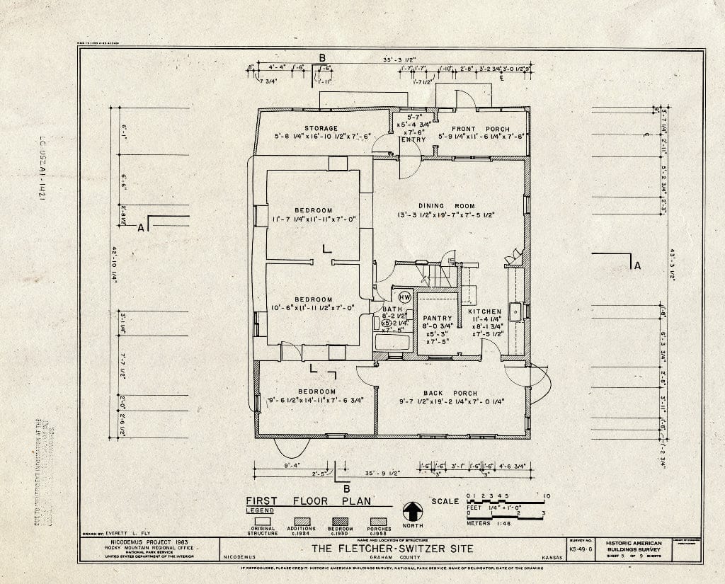 Blueprint HABS KANS,33-NICO,1-G- (Sheet 5 of 9) - Fletcher-Switzer House, Washington & Second Streets, Nicodemus, Graham County, KS