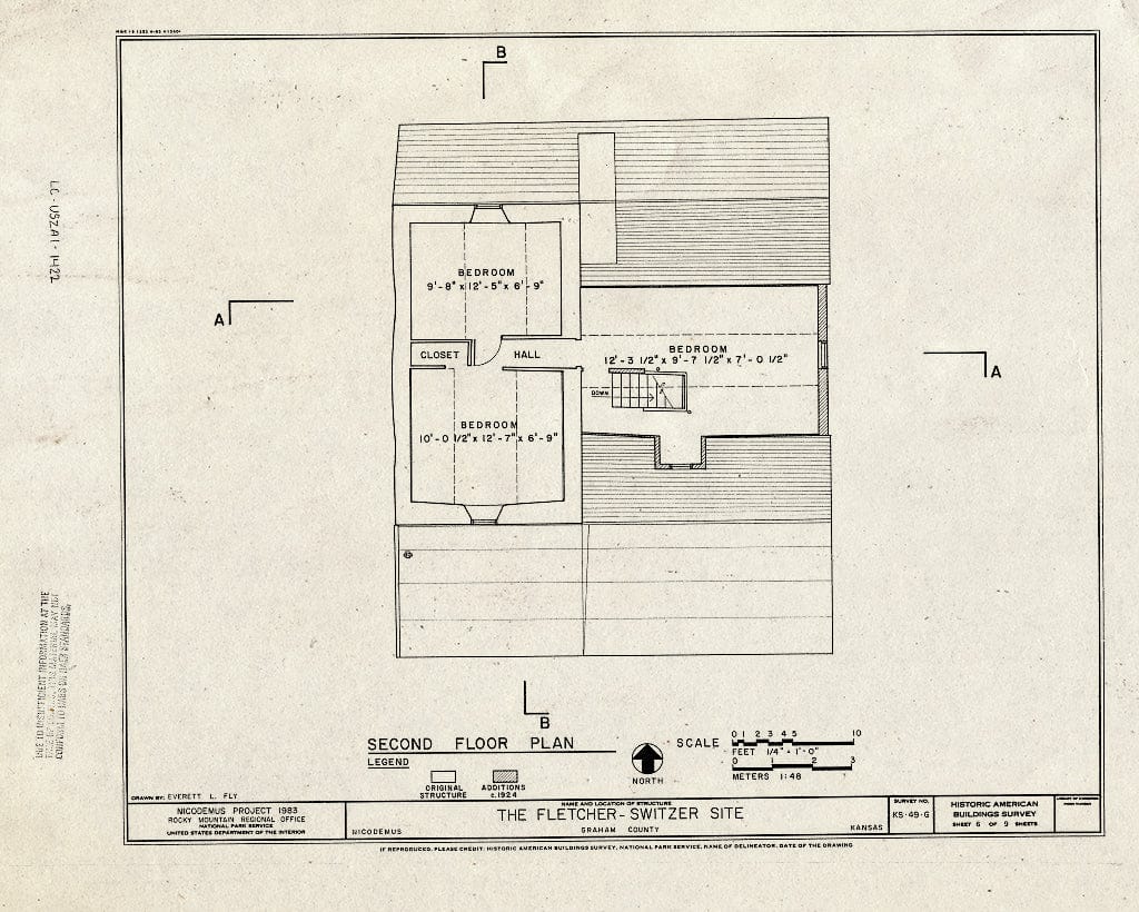 Blueprint HABS KANS,33-NICO,1-G- (Sheet 6 of 9) - Fletcher-Switzer House, Washington & Second Streets, Nicodemus, Graham County, KS