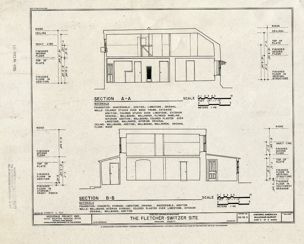 Blueprint HABS KANS,33-NICO,1-G- (Sheet 9 of 9) - Fletcher-Switzer House, Washington & Second Streets, Nicodemus, Graham County, KS