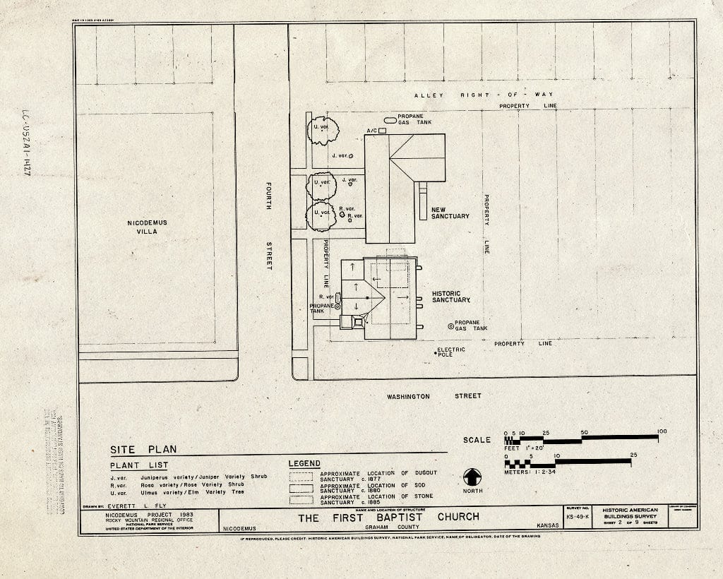 Blueprint HABS KANS,33-NICO,1-K- (Sheet 2 of 9) - Old First Baptist Church, Fourth & Washington Streets, Nicodemus, Graham County, KS