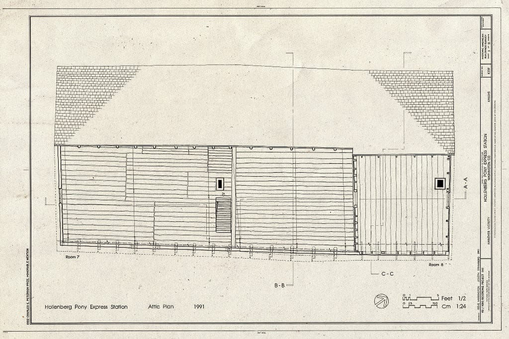 Blueprint HABS KANS,101-HAN.V,1- (Sheet 3 of 10) - Hollenberg Pony Express Station, Route 243, 6.9 Miles South of Nebraska Border, Hanover, Washington County, KS