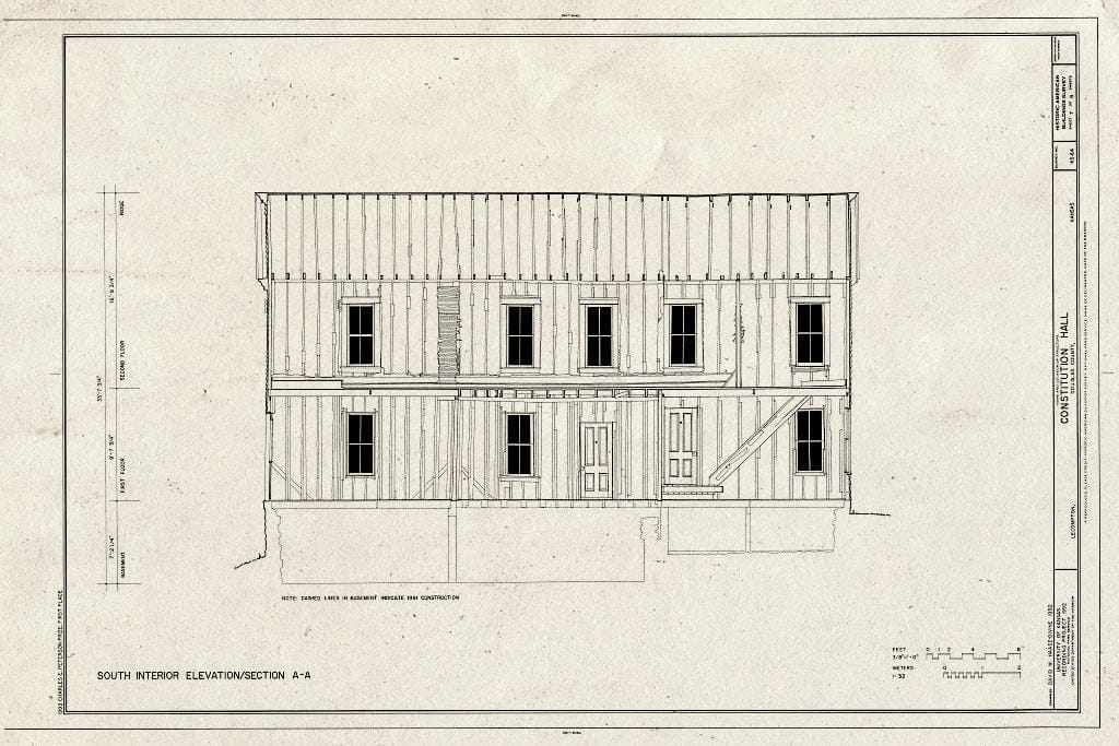 Blueprint HABS KANS,23-LECOM,1- (Sheet 7 of 8) - Constitution Hall, 315 Elmore Street, Lecompton, Douglas County, KS