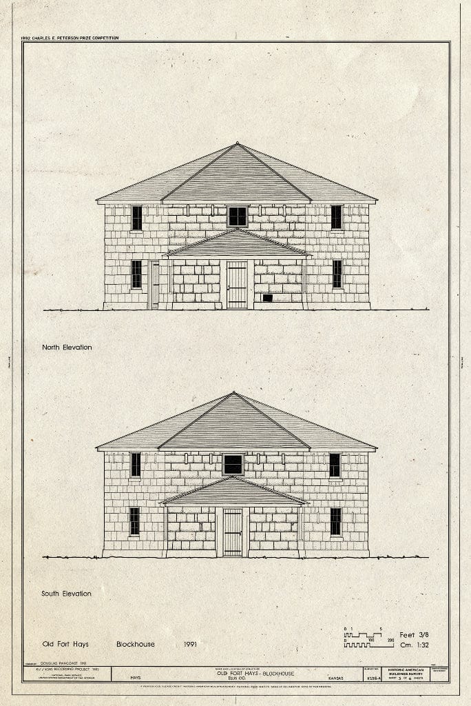 Blueprint HABS KANS,26-Hays,1-A- (Sheet 3 of 6) - Old Fort Hays, Blockhouse, Hays, Ellis County, KS