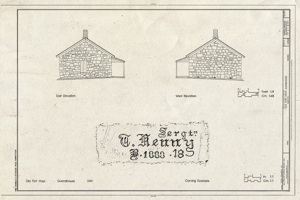 Blueprint HABS KANS,26-Hays,1-B- (Sheet 3 of 4) - Old Fort Hays, Guardhouse, Hays, Ellis County, KS
