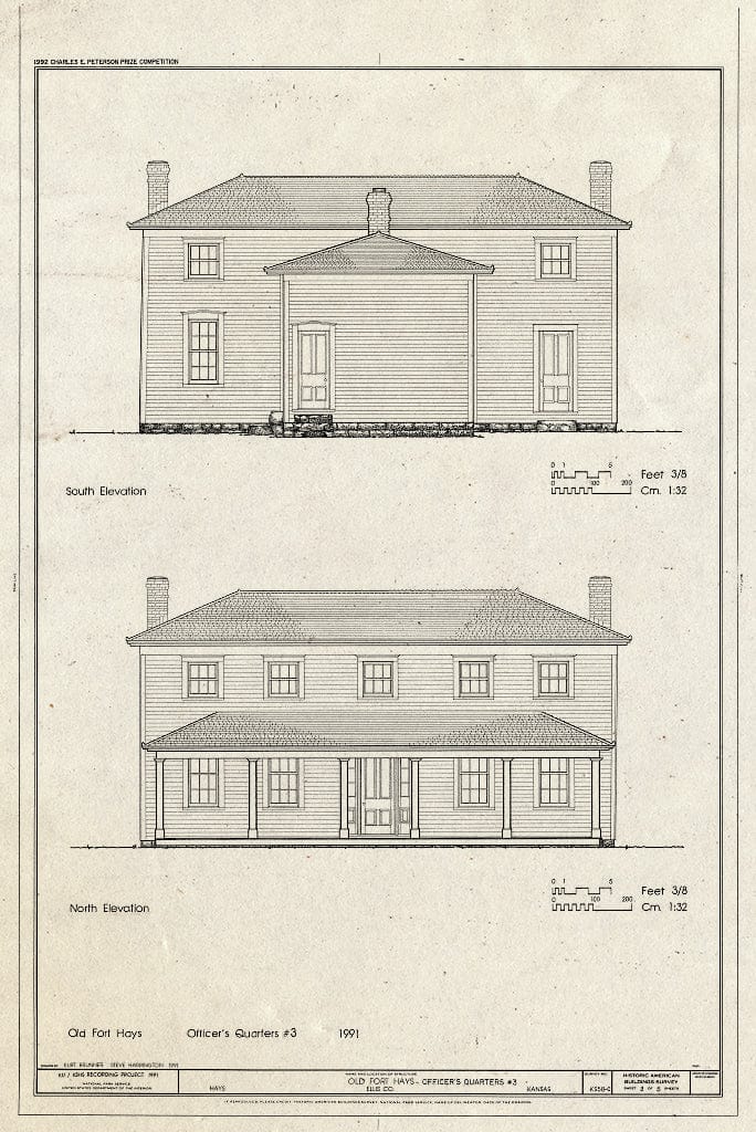Blueprint HABS KANS,26-Hays,1-C- (Sheet 3 of 5) - Old Fort Hays, Officer's Quarters No. 3, Hays, Ellis County, KS
