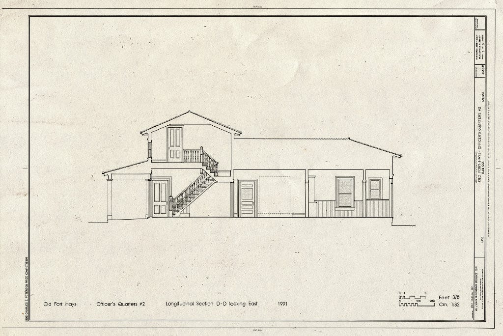 Blueprint HABS KANS,26-Hays,1-D- (Sheet 3 of 5) - Old Fort Hays, Officer's Quarters No. 2, Hays, Ellis County, KS