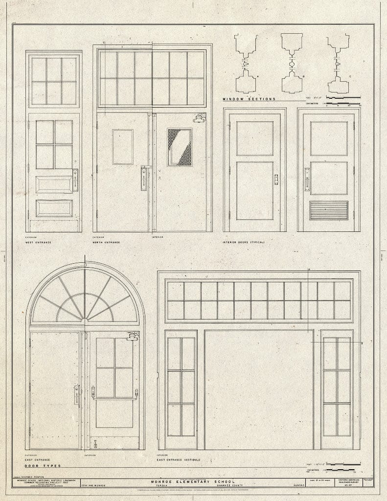 Blueprint HABS KANS,89-TOPKA,1- (Sheet 12 of 14) - Monroe Elementary School, 1515 Monroe Street, Topeka, Shawnee County, KS