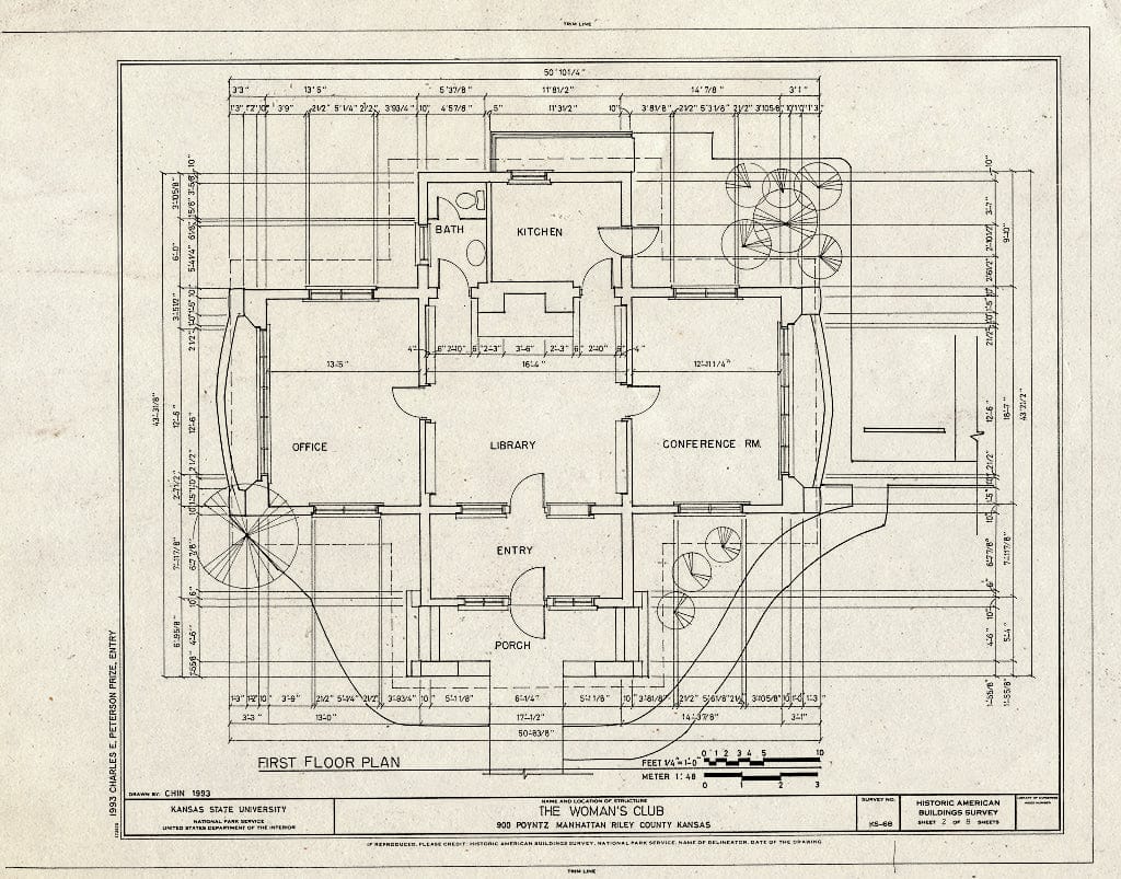 Blueprint HABS KANS,81-Man,2- (Sheet 2 of 8) - The Woman's Club, 900 Poyntz, Manhattan, Riley County, KS