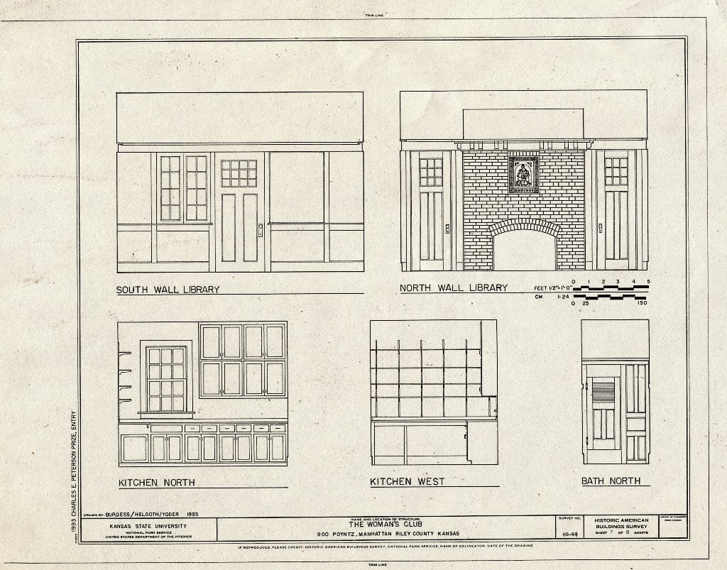 Blueprint HABS KANS,81-Man,2- (Sheet 7 of 8) - The Woman's Club, 900 Poyntz, Manhattan, Riley County, KS