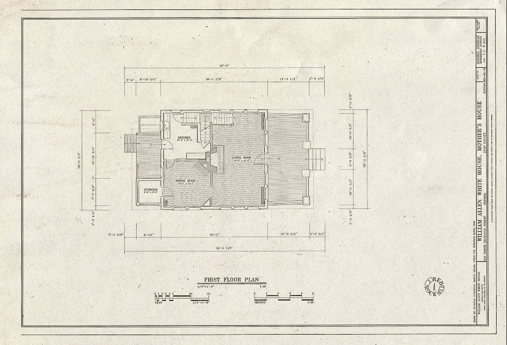 Blueprint HABS KS-81-B (Sheet 1 of 6) - William Allen White House, Mother's House, 923 North Exchange Street, Emporia, Lyon County, KS